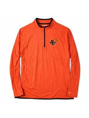 BC Lions Quarter Zip Pullover New Era Orange Performance Shirt L